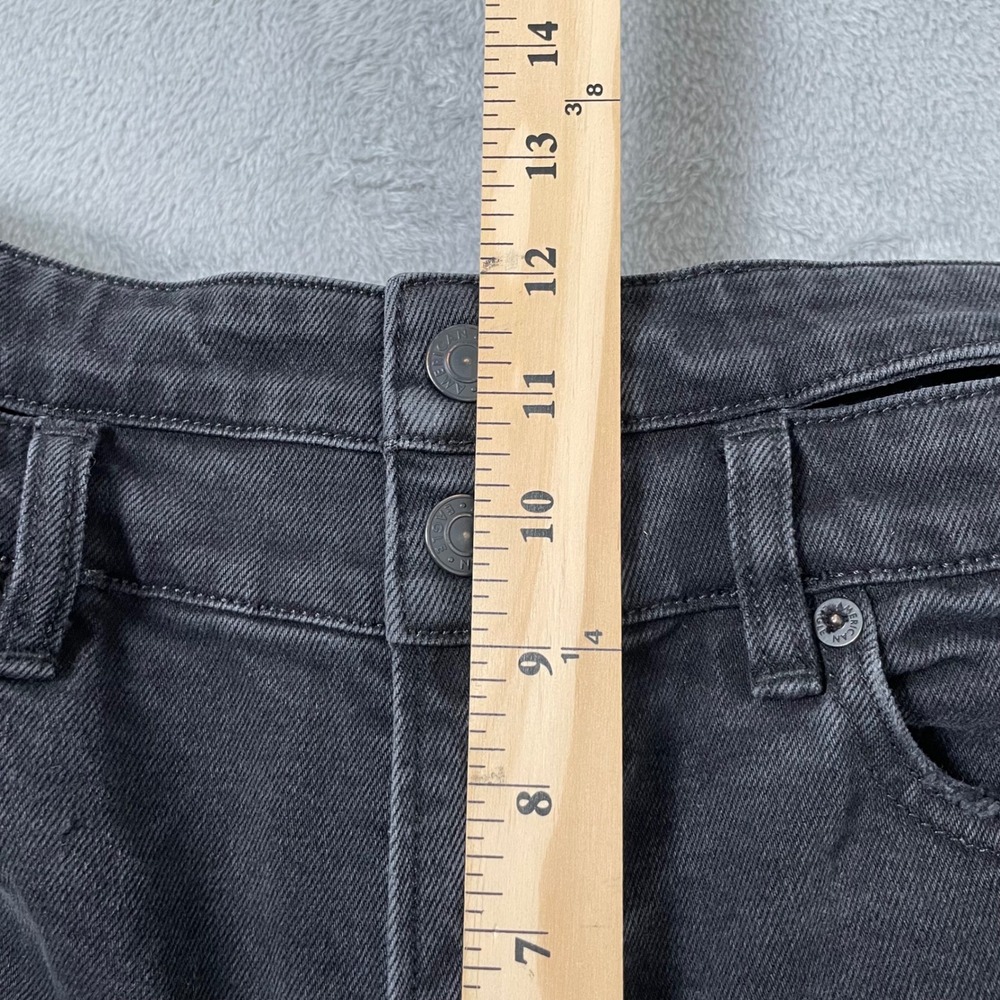 American Eagle Baggy Straight Jeans Womens 6 Long Black Cutout Double Waist Y2K - Picture 11 of 14